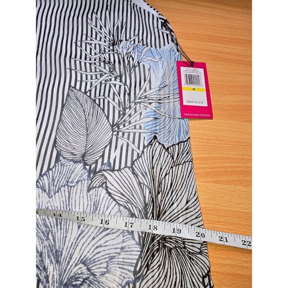 Vince Camuto Maxi Dress Medium Striped Floral Sundress Side Slit Artsy Classic - Picture 4 of 15